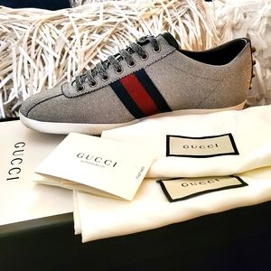 Gucci Men Glitter Web Sneaker with Studs Size G 9
